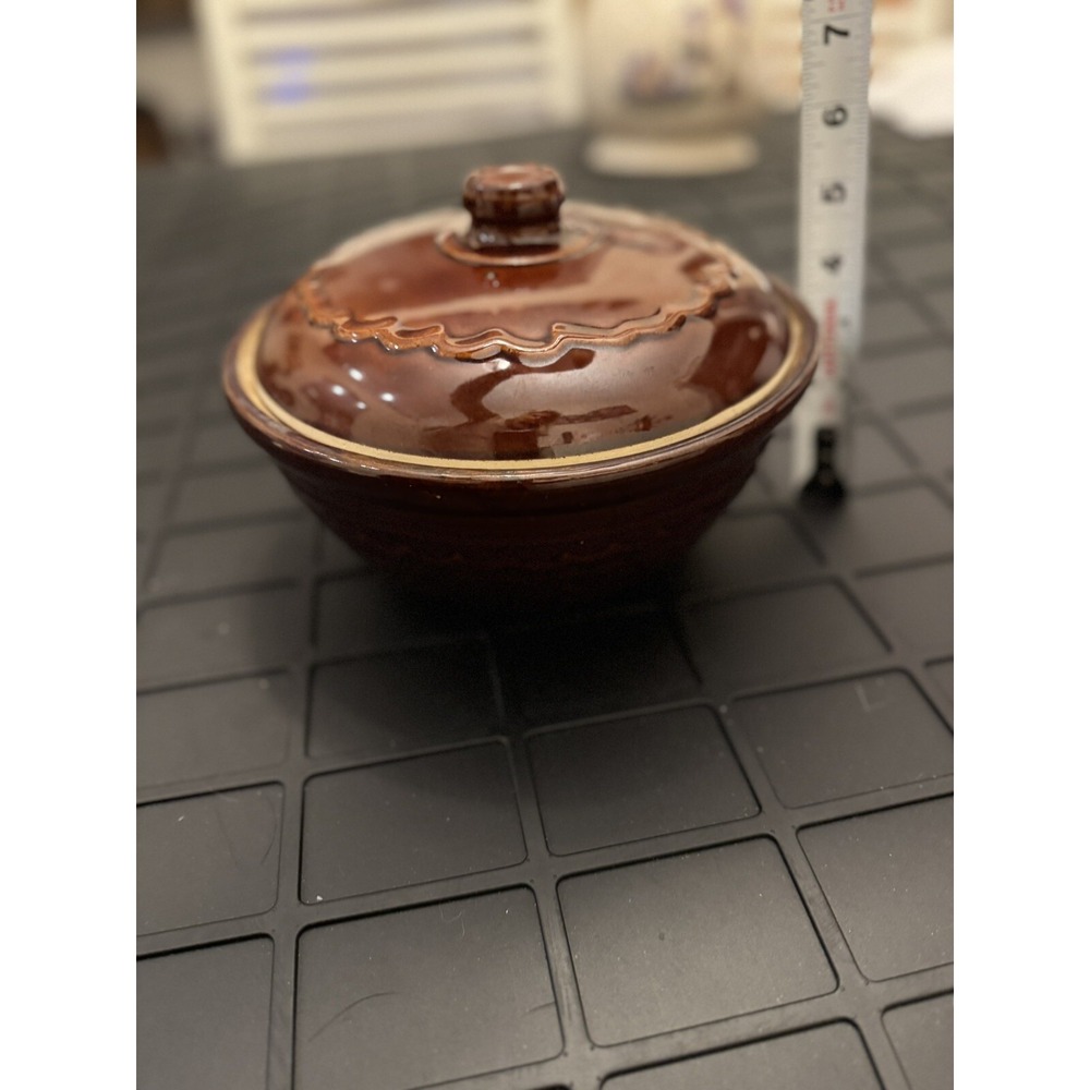 Vintage Marcrest Daisy Dot Ovenproof Brown Stoneware Casserole Dish with Lidโ